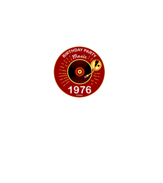 BIRTHDAY PARTY MUSIC, BAKELIT LEMEZJÁTSZÓ 1976 STEREO minta fekete pólón