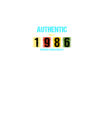 AUTHENTIC SINCE 1986, SUPERIOR URBAN QUALITY, 1986-BaN SZÜLETETT minta fekete pólón