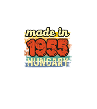 made in hungary felirat, retro évszám, grunge stílus, 1955 minta fekete pólón