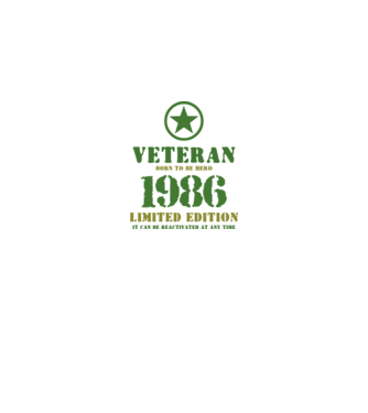 VETERAN, BORN TO BE HERO, SZÜLETÉSNAPI ÉVSZÁM FELIRATTAL 1986 minta királykék pólón