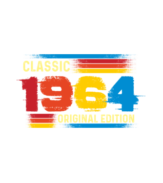 classic, original edition, retro, vintage évszám, születésnapi dátum, 1964 minta fehér pólón