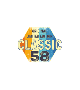 original classic limited edition embléma 58 éves születésnapra minta fekete pólón