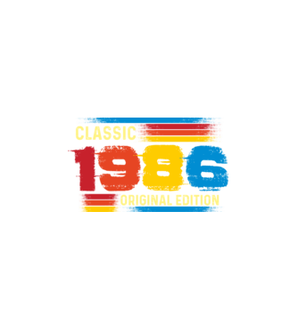 classic, original edition, retro, vintage évszám, születésnapi dátum, 1986 minta fehér pólón