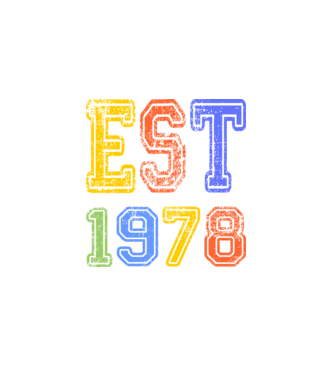 EST 1978 , alapítva 1978-ban, születlésnapi felirat 1978-ban születetteknek, gunge stílus minta fekete pólón