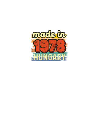 made in hungary felirat, retro évszám, grunge stílus, 1978 minta fekete pólón