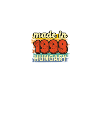 made in hungary felirat, retro évszám, grunge stílus, 1998 minta fekete pólón