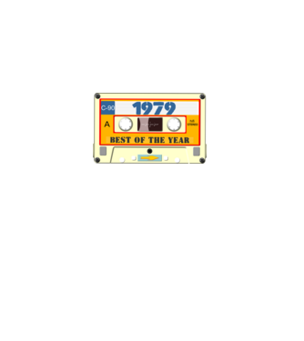 retro születésnapi audio kazetta, magnókazetta, best of the year 1979 minta fekete pólón