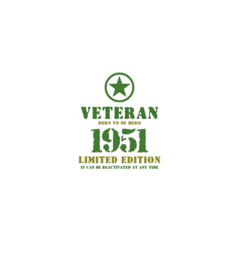 VETERAN, BORN TO BE HERO, SZÜLETÉSNAPI ÉVSZÁM FELIRATTAL 1951 minta homokszín pólón