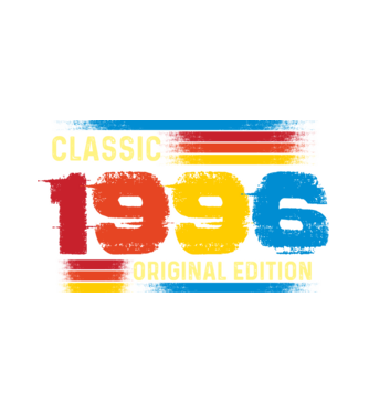 classic, original edition, retro, vintage évszám, születésnapi dátum, 1996 minta fehér pólón