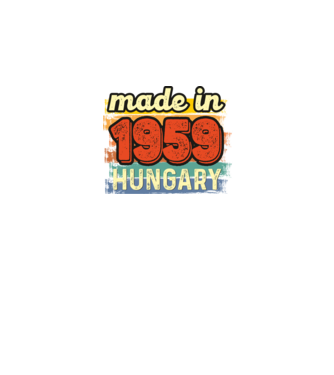 made in hungary felirat, retro évszám, grunge stílus, 1959 minta fekete pólón