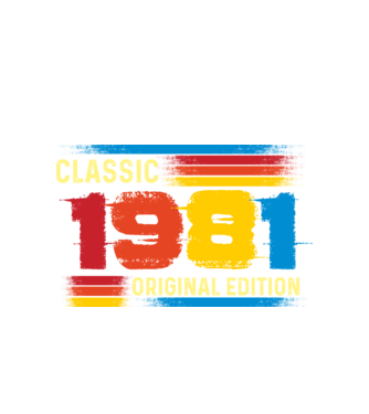 classic, original edition, retro, vintage évszám, születésnapi dátum, 1981 minta fehér pólón