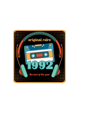 original retro audió kazetta, füles, régi magnókazetta évszámmal. 1992 minta világos rózsaszín pólón
