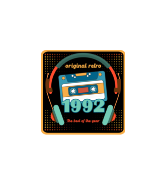 original retro audió kazetta, füles, régi magnókazetta évszámmal. 1992 minta fehér pólón