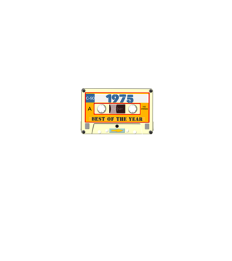 retro születésnapi audio kazetta, magnókazetta, best of the year 1975 minta fehér pólón