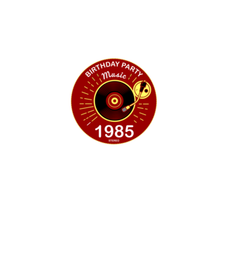 BIRTHDAY PARTY MUSIC, BAKELIT LEMEZJÁTSZÓ 1985 STEREO minta fekete pólón