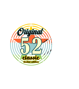 original classic, limited edition, születésnapi embléma, 52 éves minta fekete pólón