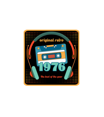 original retro audió kazetta, füles, régi magnókazetta évszámmal. 1976 minta fehér pólón