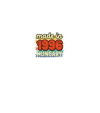made in hungary felirat, retro évszám, grunge stílus, 1996 minta királykék pólón