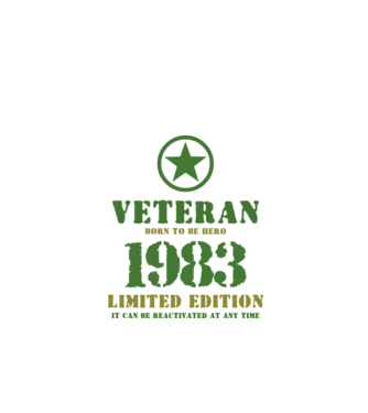 VETERAN, BORN TO BE HERO, SZÜLETÉSNAPI ÉVSZÁM FELIRATTAL 1983 minta fehér pólón