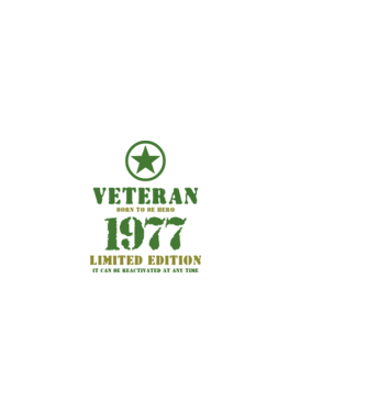 VETERAN, BORN TO BE HERO, SZÜLETÉSNAPI ÉVSZÁM FELIRATTAL 1977 minta sötétkék pólón