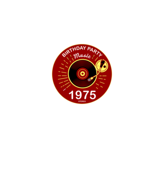 BIRTHDAY PARTY MUSIC, BAKELIT LEMEZJÁTSZÓ 1975 STEREO minta fekete pólón