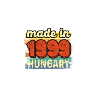 made in hungary felirat, retro évszám, grunge stílus, 1999 minta fekete pólón