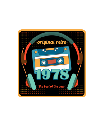 original retro audió kazetta, füles, régi magnókazetta évszámmal. 1978 minta fehér pólón