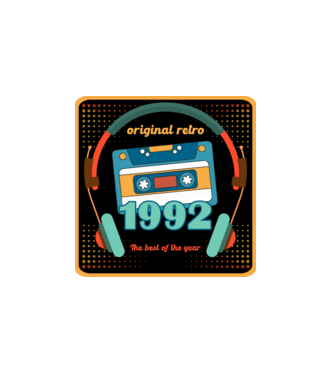 original retro audió kazetta, füles, régi magnókazetta évszámmal. 1992 minta fehér pólón
