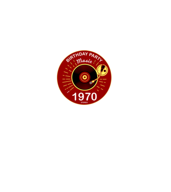 BIRTHDAY PARTY MUSIC, BAKELIT LEMEZJÁTSZÓ 1970 STEREO minta fekete pólón