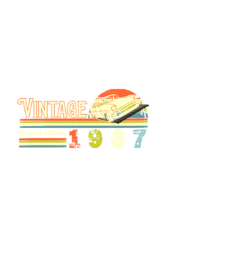 vintage, limited edidtion, retro születésnapi felirat, évszám veterán autóval, 1967 minta fehér pólón
