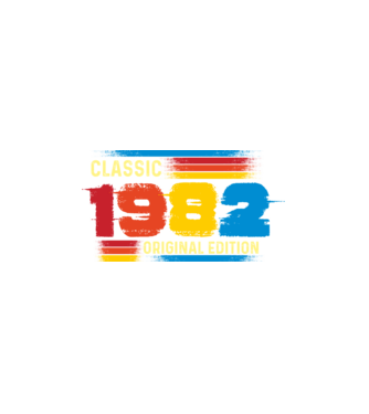 classic, original edition, retro, vintage évszám, születésnapi dátum, 1982 minta fehér pólón