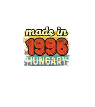 made in hungary felirat, retro évszám, grunge stílus, 1996 minta fekete pólón
