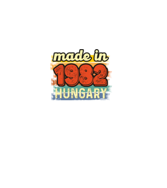 made in hungary felirat, retro évszám, grunge stílus, 1982 minta fekete pólón
