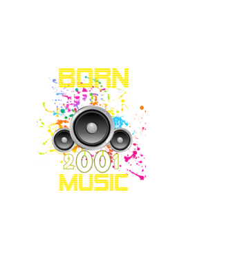 born to be music 2001-ben született, születésnapi zenés minta minta sötétkék pólón
