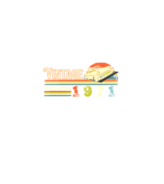 vintage, limited edidtion, retro születésnapi felirat, évszám veterán autóval, 1971 minta farmerkék pólón