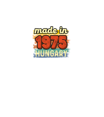made in hungary felirat, retro évszám, grunge stílus, 1975 minta fekete pólón