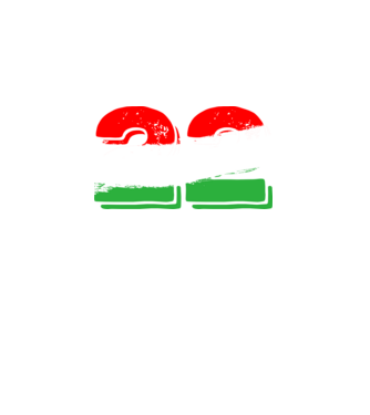 magyar trikolor, piros fehér zöld szám 22 minta fekete pólón