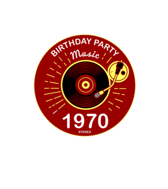 BIRTHDAY PARTY MUSIC, BAKELIT LEMEZJÁTSZÓ 1970 STEREO minta homokszín pólón