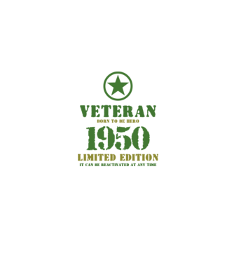 VETERAN, BORN TO BE HERO, SZÜLETÉSNAPI ÉVSZÁM FELIRATTAL 1950 minta homokszín pólón