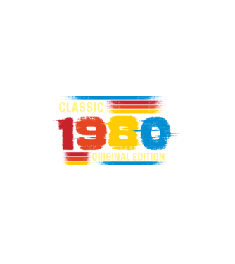 classic, original edition, retro, vintage évszám, születésnapi dátum, 1980 minta fehér pólón
