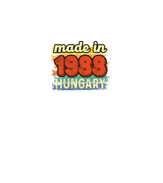 made in hungary felirat, retro évszám, grunge stílus, 1988 minta fekete pólón