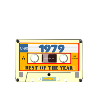 retro születésnapi audio kazetta, magnókazetta, best of the year 1979 minta fehér pólón
