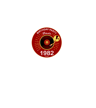 BIRTHDAY PARTY MUSIC, BAKELIT LEMEZJÁTSZÓ 1982 STEREO minta fekete pólón