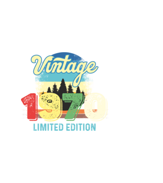 vintage évszám, limited edition, 1970-ben születetteknek minta sötétkék pólón