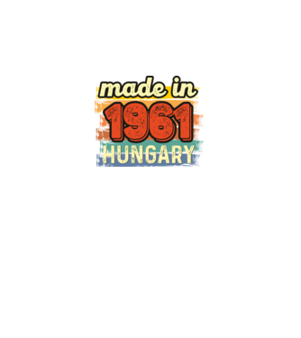 made in hungary felirat, retro évszám, grunge stílus, 1961 minta fekete pólón
