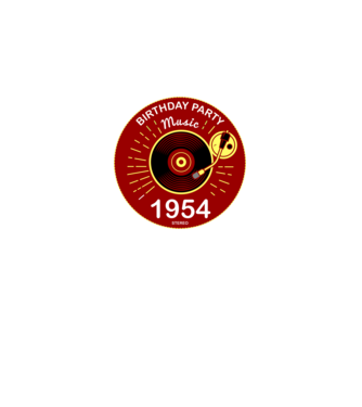 BIRTHDAY PARTY MUSIC, BAKELIT LEMEZJÁTSZÓ 1954 STEREO minta fekete pólón