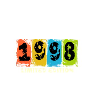 grunge évszám, limited edition felirattal, születésnapi dátum, 1998 minta fehér pólón