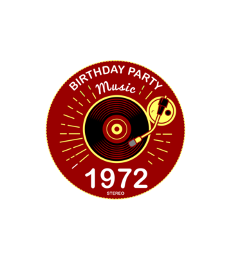 BIRTHDAY PARTY MUSIC, BAKELIT LEMEZJÁTSZÓ 1972 STEREO minta homokszín pólón