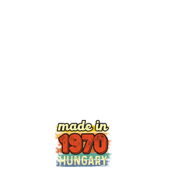 made in hungary felirat, retro évszám, grunge stílus, 1970 minta sötétkék pólón
