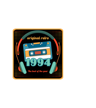 original retro audió kazetta, füles, régi magnókazetta évszámmal. 1994 minta világos rózsaszín pólón